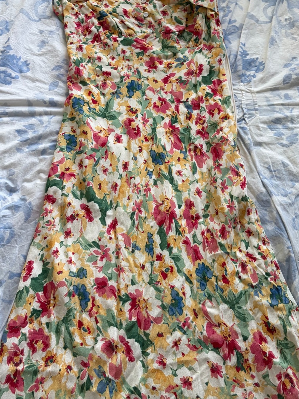 Reformation Floral Maxi Dress - Cream, Pink, Yellow & Green